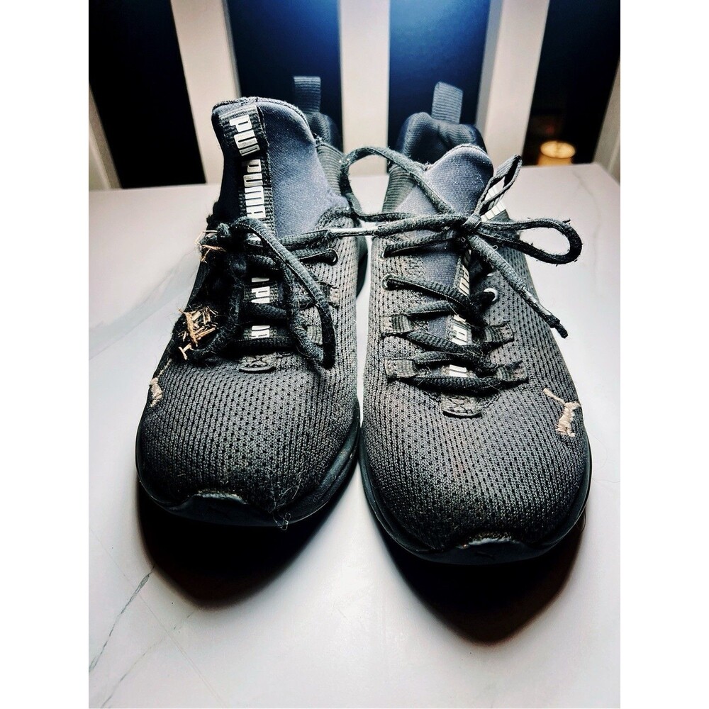 Puma Sneakers Kids Size 4C Black with White Gorpcore Soft Running Shoes